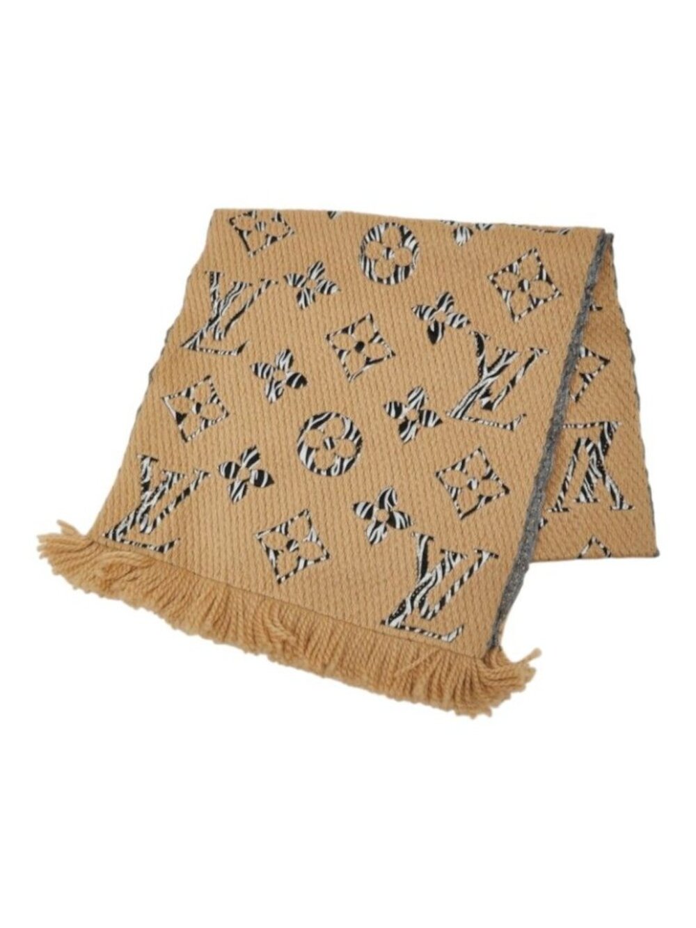 Louis Vuitton Monogram Jungle Echarpe Giant Scarf Beige Wool Silk